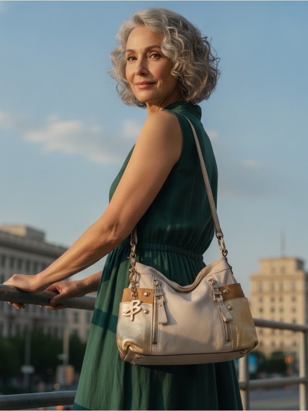 B. Makowsky Genuine Leather Shoulder Crossbody Bag
